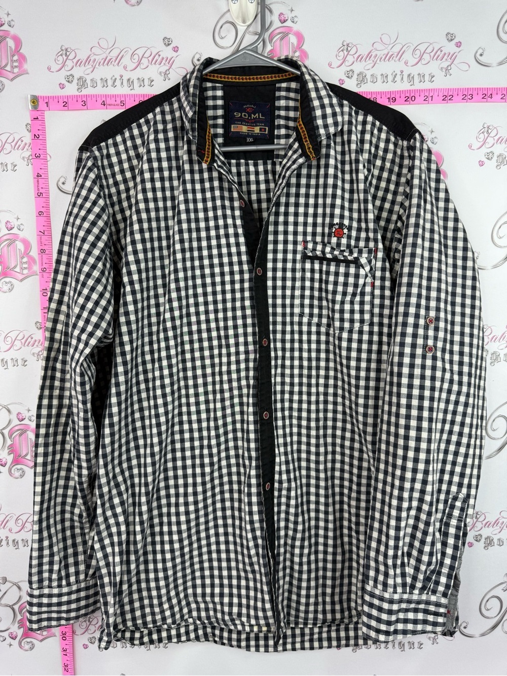 Shirt Black & White Gingham Button-Down Shirt